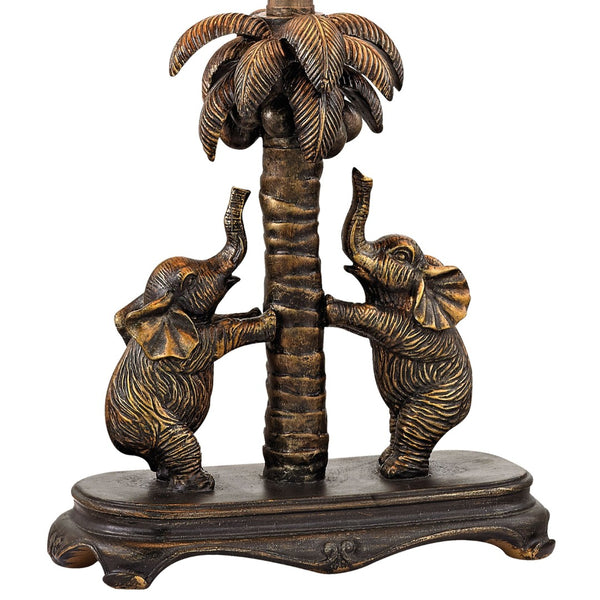 Atlas Adamslane 24" Victorian-Inspired Table Lamp with Elephants & Palm Tree, Bronze Finish for Elegance PL11029-BZ