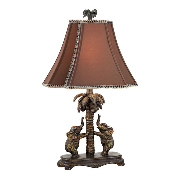 Atlas Adamslane 24" Victorian-Inspired Table Lamp with Elephants & Palm Tree, Bronze Finish for Elegance PL11029-BZ