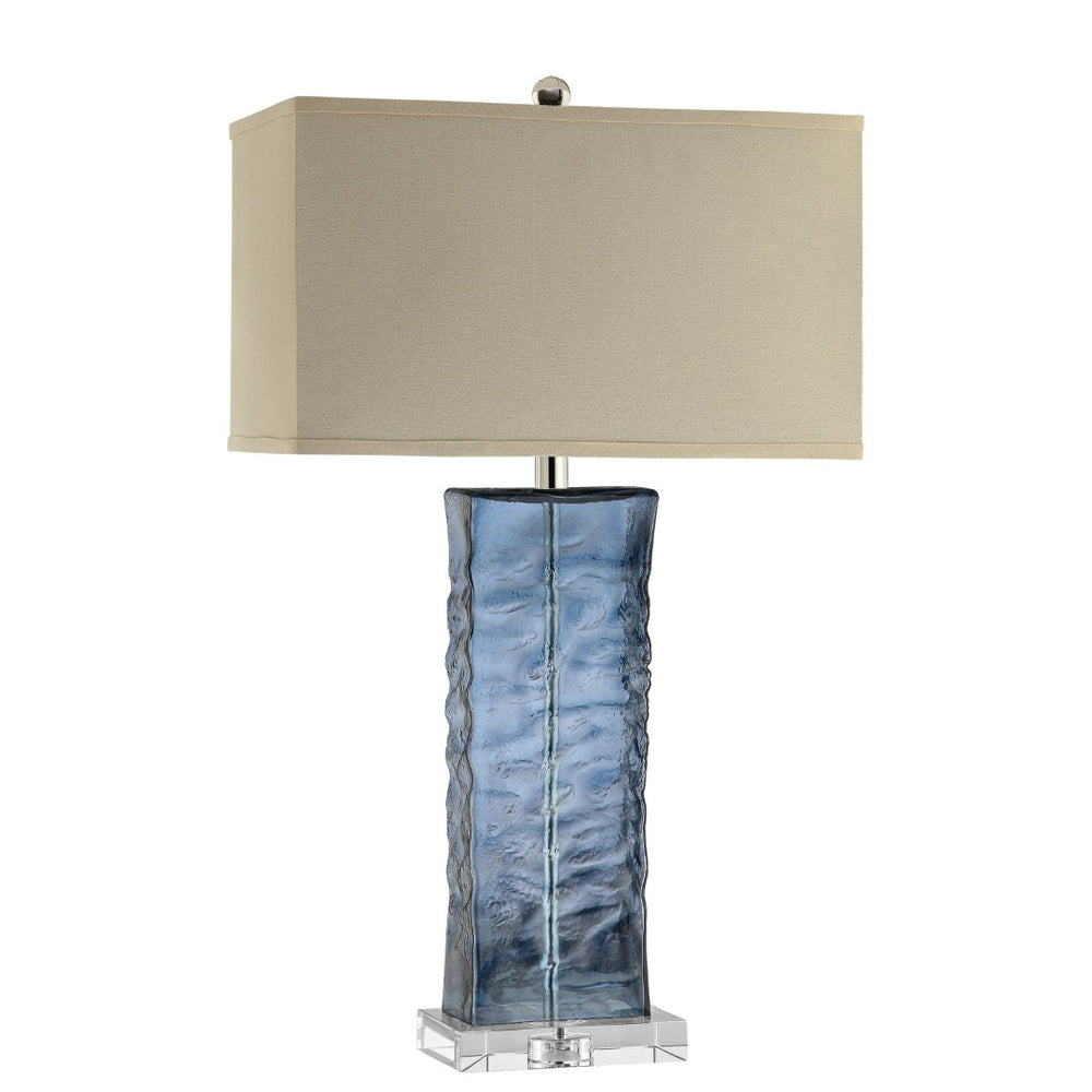 Atlas Arendell 30'' High Table Lamp with Mottled Egyptian Glass Body for Modern Elegance in Any Room Blue PL11033-BL1