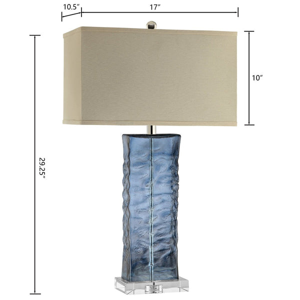 Atlas Arendell 30'' High Table Lamp with Mottled Egyptian Glass Body for Modern Elegance in Any Room Blue PL11033-BL1