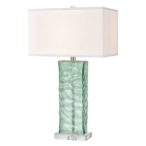 Atlas Arendell 30'' High Table Lamp with Mottled Egyptian Glass Body for Modern Elegance in Any Room Light Green PL11033-BL2