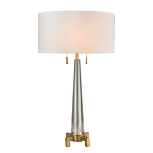 Atlas Bedford 30" High 2-Light Table Lamp - Modern Glam Clear Crystal Base with Aged Brass & Adjustable Brightness PL11036-CL