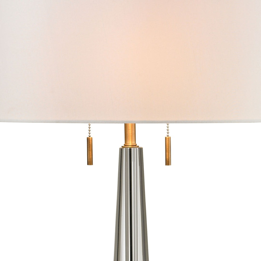 Atlas Bedford 30" High 2-Light Table Lamp - Modern Glam Clear Crystal Base with Aged Brass & Adjustable Brightness PL11036-CL