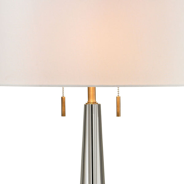 Atlas Bedford 30" High 2-Light Table Lamp - Modern Glam Clear Crystal Base with Aged Brass & Adjustable Brightness PL11036-CL