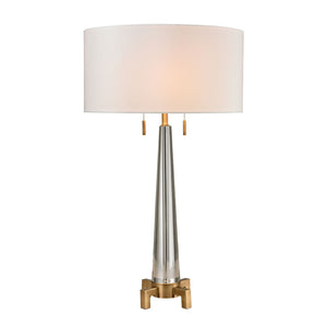 Atlas Bedford 30" High 2-Light Table Lamp - Modern Glam Clear Crystal Base with Aged Brass & Adjustable Brightness PL11036-CL