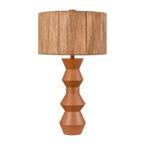 Atlas Belen 31'' High 1-Light Table Lamp - Modern Gourd Design with Ochre Finish & Woven Rope Shade PL11037-OR