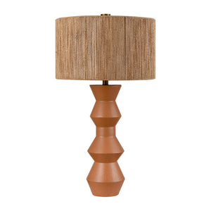 Atlas Belen 31'' High 1-Light Table Lamp - Modern Gourd Design with Ochre Finish & Woven Rope Shade PL11037-OR