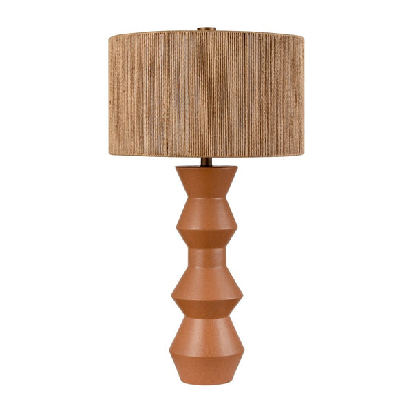 Atlas Belen 31'' High 1-Light Table Lamp - Modern Gourd Design with Ochre Finish & Woven Rope Shade PL11037-OR