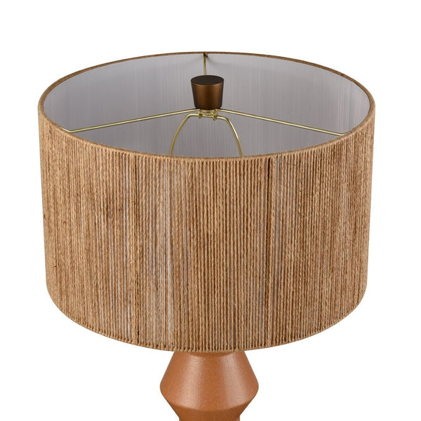 Atlas Belen 31'' High 1-Light Table Lamp - Modern Gourd Design with Ochre Finish & Woven Rope Shade PL11037-OR