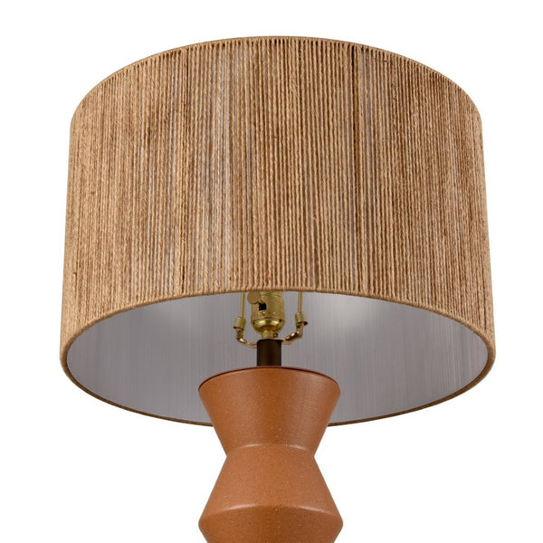 Atlas Belen 31'' High 1-Light Table Lamp - Modern Gourd Design with Ochre Finish & Woven Rope Shade PL11037-OR
