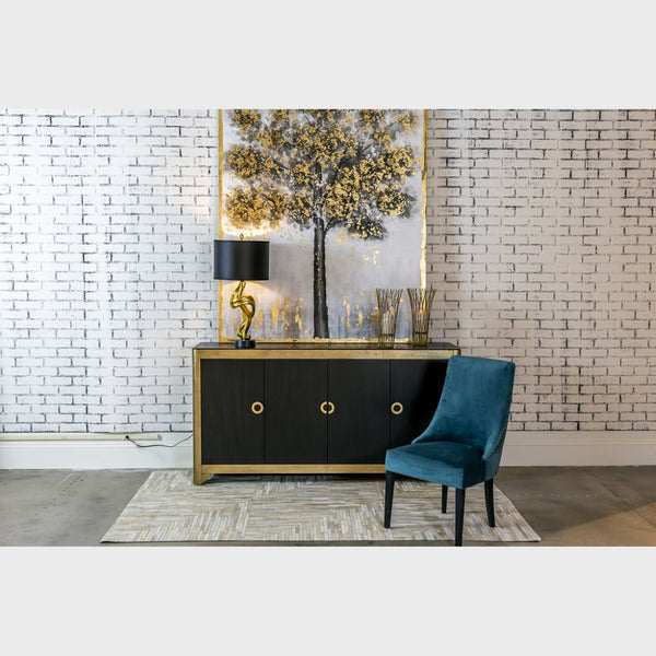 Atlas Belle 29.88'' High Gold Table Lamp - Sculptural Design with Black Shade for Modern Elegance PL11038-GD