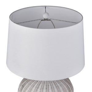 Atlas Brinley 29'' High Coastal Charm Table Lamp with Woven Rattan, Pewter Base, and Linen Shade PL11042-WH