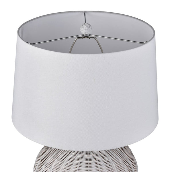 Atlas Brinley 29'' High Coastal Charm Table Lamp with Woven Rattan, Pewter Base, and Linen Shade PL11042-WH