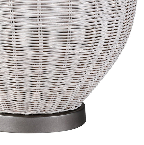 Atlas Brinley 29'' High Coastal Charm Table Lamp with Woven Rattan, Pewter Base, and Linen Shade PL11042-WH