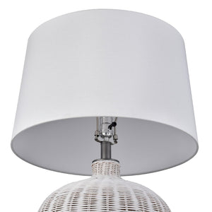Atlas Brinley 29'' High Coastal Charm Table Lamp with Woven Rattan, Pewter Base, and Linen Shade PL11042-WH