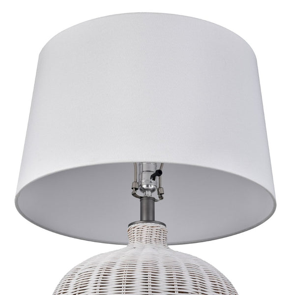 Atlas Brinley 29'' High Coastal Charm Table Lamp with Woven Rattan, Pewter Base, and Linen Shade PL11042-WH