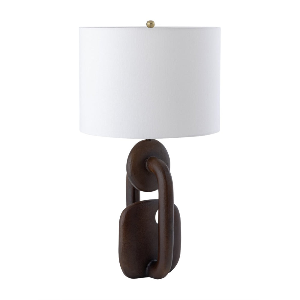 Atlas Colden 25.5" High Abstract 1-Light Table Lamp - Chic Bronze Base & Soft White Fabric Shade PL11044-BZ