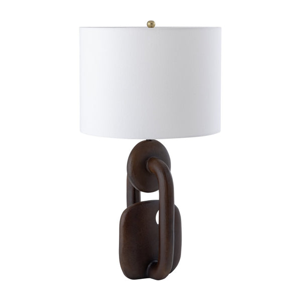 Atlas Colden 25.5" High Abstract 1-Light Table Lamp - Chic Bronze Base & Soft White Fabric Shade PL11044-BZ