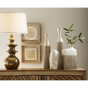 Atlas Depiction 32'' High 1-Light Table Lamp - Modern Coastal Accent with Textured Linen Shade for Any Room Gold PL11050-GD