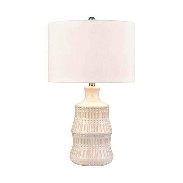 Atlas Dorin 25.5'' High 1-Light Table Lamp - Handcrafted Ceramic Charm with Timeless Linen Shade PL11051-CR