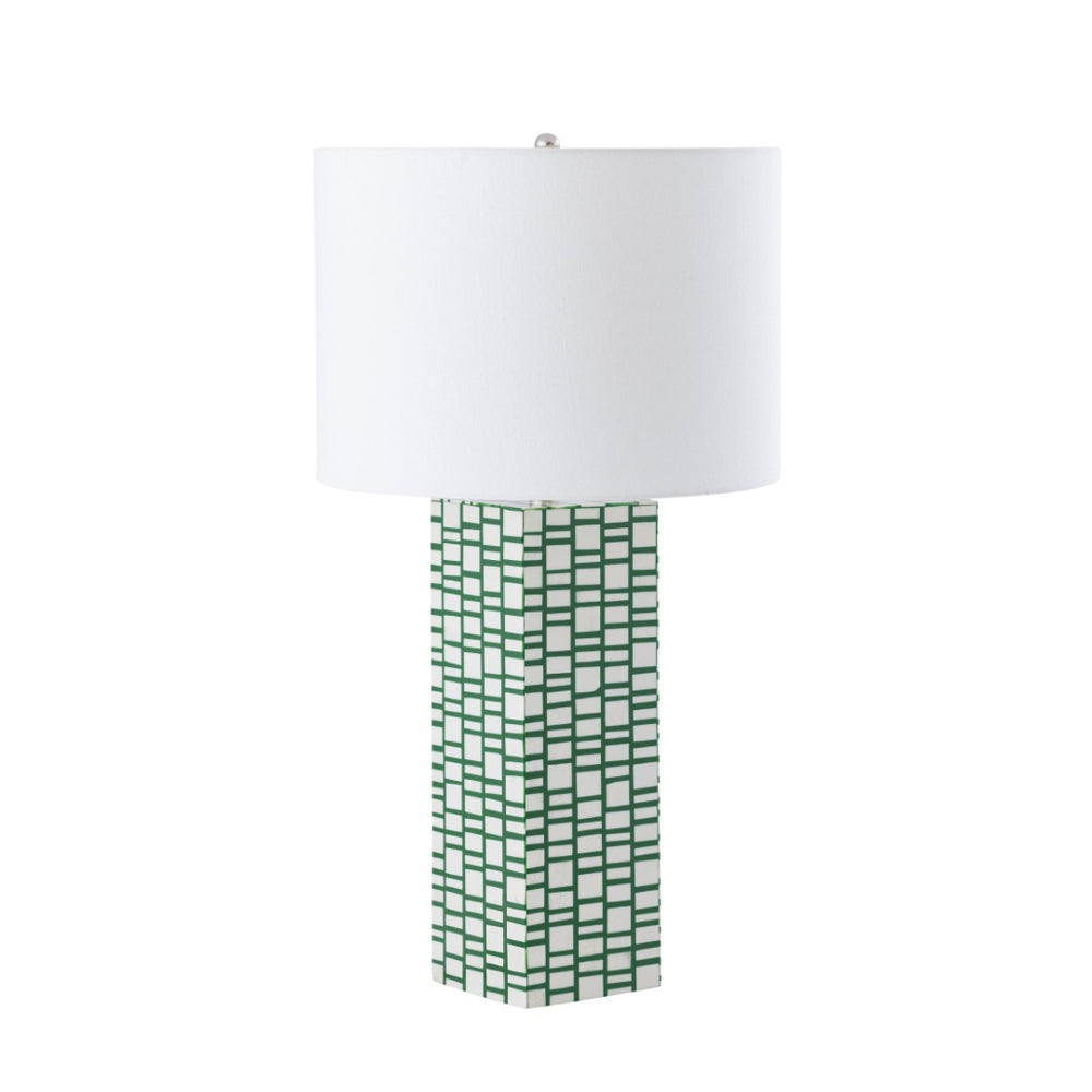 Atlas Etten 27'' High Table Lamp - Stylish Green Tile Design, Soft White Shade for Modern Interiors PL11054-GN