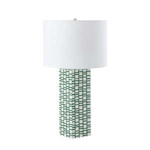 Atlas Etten 27'' High Table Lamp - Stylish Green Tile Design, Soft White Shade for Modern Interiors PL11054-GN