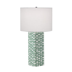 Atlas Etten 27'' High Table Lamp - Stylish Green Tile Design, Soft White Shade for Modern Interiors PL11054-GN