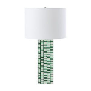 Atlas Etten 27'' High Table Lamp - Stylish Green Tile Design, Soft White Shade for Modern Interiors PL11054-GN