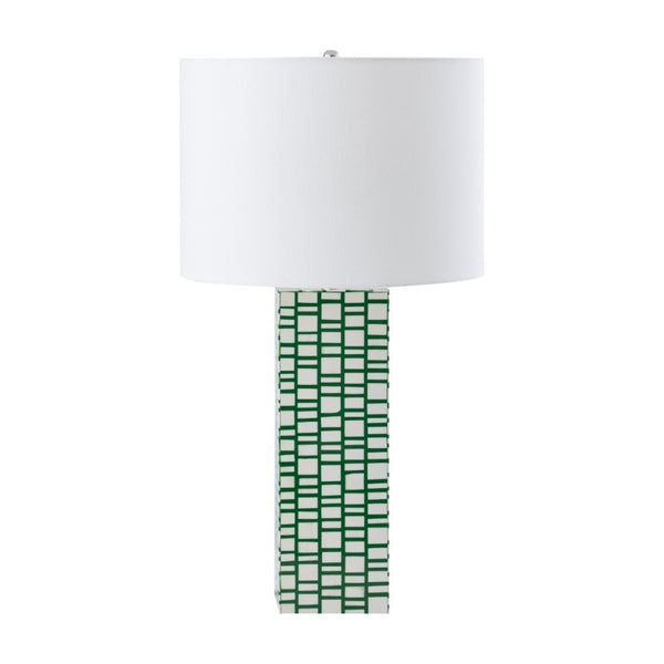 Atlas Etten 27'' High Table Lamp - Stylish Green Tile Design, Soft White Shade for Modern Interiors PL11054-GN