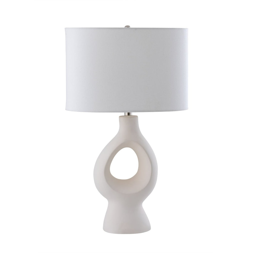 Atlas Fenimore 27'' High Table Lamp - Abstract Earthenware Base & White Oval Shade for Modern Spaces PL11055-WH