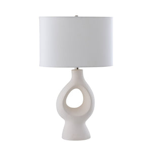 Atlas Fenimore 27'' High Table Lamp - Abstract Earthenware Base & White Oval Shade for Modern Spaces PL11055-WH