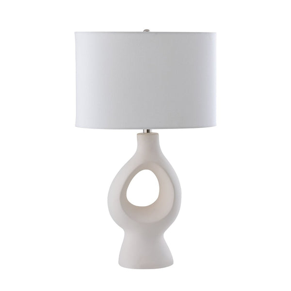 Atlas Fenimore 27'' High Table Lamp - Abstract Earthenware Base & White Oval Shade for Modern Spaces PL11055-WH