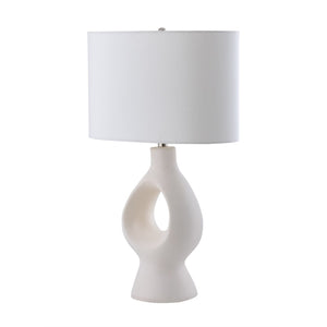 Atlas Fenimore 27'' High Table Lamp - Abstract Earthenware Base & White Oval Shade for Modern Spaces PL11055-WH