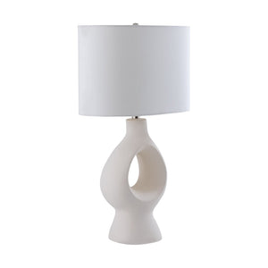 Atlas Fenimore 27'' High Table Lamp - Abstract Earthenware Base & White Oval Shade for Modern Spaces PL11055-WH