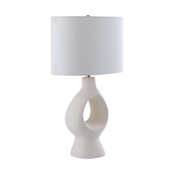 Atlas Fenimore 27'' High Table Lamp - Abstract Earthenware Base & White Oval Shade for Modern Spaces PL11055-WH