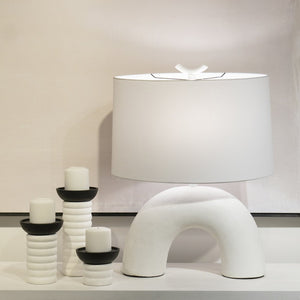 Atlas Flection 25" High Table Lamp - Modern Earthenware Base with Oval Shade for Stylish Ambient Lighting PL11057-WH
