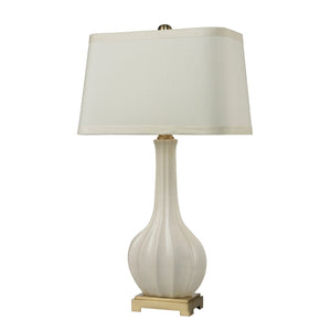 Atlas Fluted Ceramic Table Lamp - 34" High, Elegant White Glaze & Antique Brass Base for Timeless Style PL11058-WH