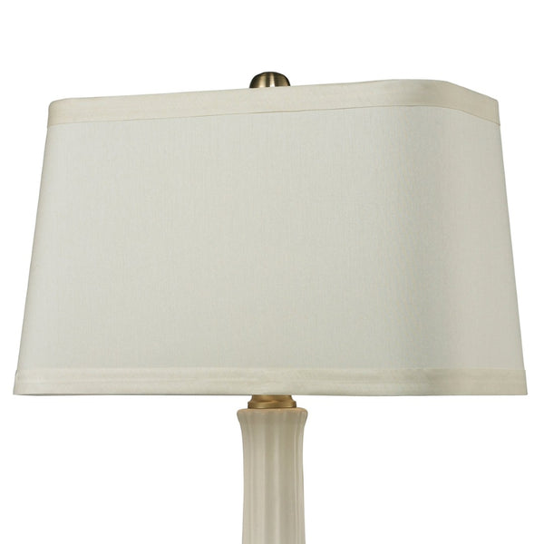 Atlas Fluted Ceramic Table Lamp - 34" High, Elegant White Glaze & Antique Brass Base for Timeless Style PL11058-WH
