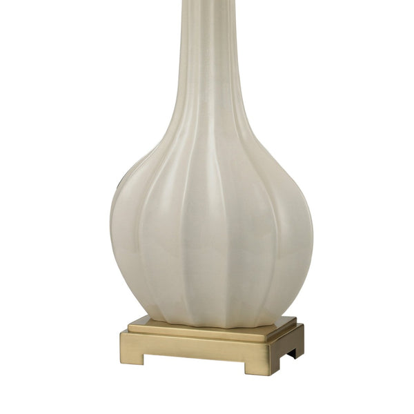 Atlas Fluted Ceramic Table Lamp - 34" High, Elegant White Glaze & Antique Brass Base for Timeless Style PL11058-WH