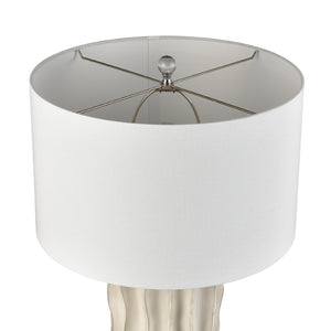 Atlas Genesee 27.5'' High Artisanal Table Lamp - Hand-Carved Ceramic with Elegant Linen Shade for Home Decor White Glazed PL11059-WH