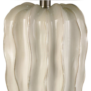 Atlas Genesee 27.5'' High Artisanal Table Lamp - Hand-Carved Ceramic with Elegant Linen Shade for Home Decor White Glazed PL11059-WH