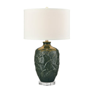 Atlas Goodell 27.5'' High Table Lamp - Artisan Green Glaze with Leaf Motif & Clear Acrylic Base, Warm Light PL11061-GN