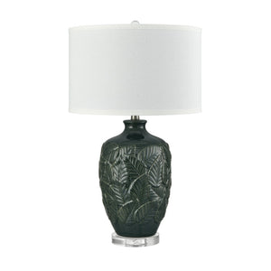 Atlas Goodell 27.5'' High Table Lamp - Artisan Green Glaze with Leaf Motif & Clear Acrylic Base, Warm Light PL11061-GN