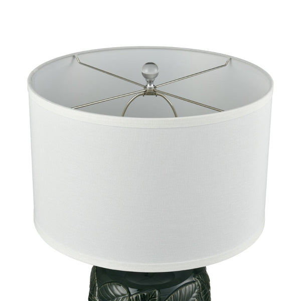 Atlas Goodell 27.5'' High Table Lamp - Artisan Green Glaze with Leaf Motif & Clear Acrylic Base, Warm Light PL11061-GN
