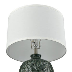 Atlas Goodell 27.5'' High Table Lamp - Artisan Green Glaze with Leaf Motif & Clear Acrylic Base, Warm Light PL11061-GN
