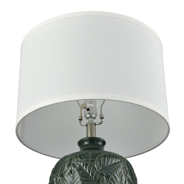 Atlas Goodell 27.5'' High Table Lamp - Artisan Green Glaze with Leaf Motif & Clear Acrylic Base, Warm Light PL11061-GN
