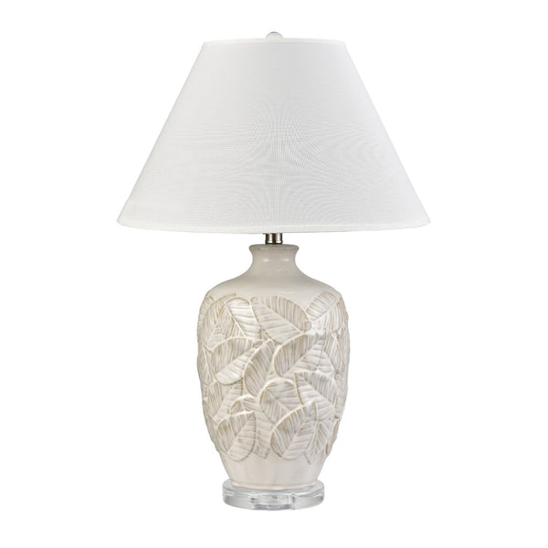 Atlas Goodell 27.5'' High Handcrafted Ceramic Table Lamp - White Glazed, Urn-Shaped with Modern Base PL11061-WH