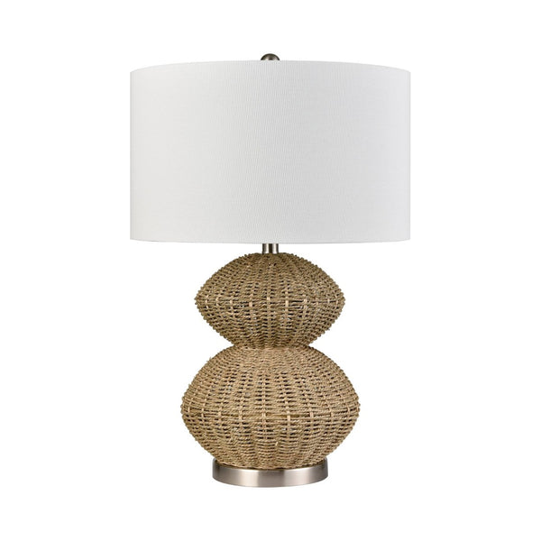 Atlas Helia 27'' High Table Lamp - Handwoven Natural Rope Base with White Shade for Modern Interiors PL11066-NA