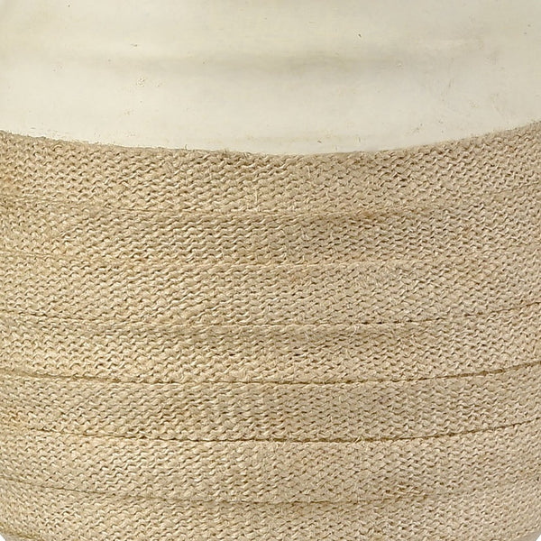 Atlas Hobart 20'' High Table Lamp - Contemporary White Ceramic with Rattan Shade for Modern Interiors PL11067-WH