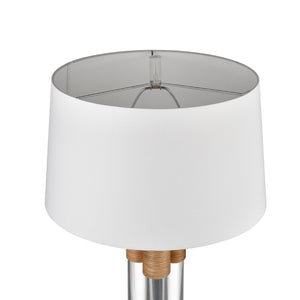Atlas Island 37'' High Table Lamp - Clear Acrylic & Natural Rattan, Textured Linen Shade, Coastal Charm PL11068-CL